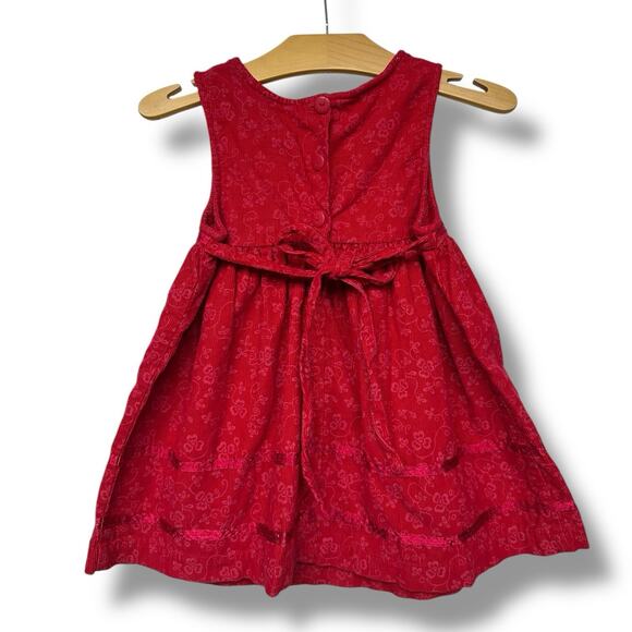 Samara Vintage Dress Jumper Overalls Red Corduroy Cotton Embroidered Girls Sz 4T - Picture 2 of 12